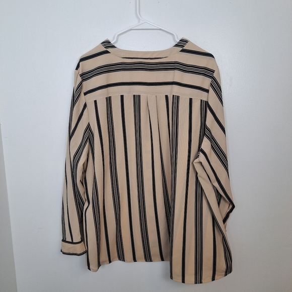Notation Bundle Of 2 Cream Black Striped & Paisley Print Long Sleeve Shirt Sz 3X - Picture 3 of 11